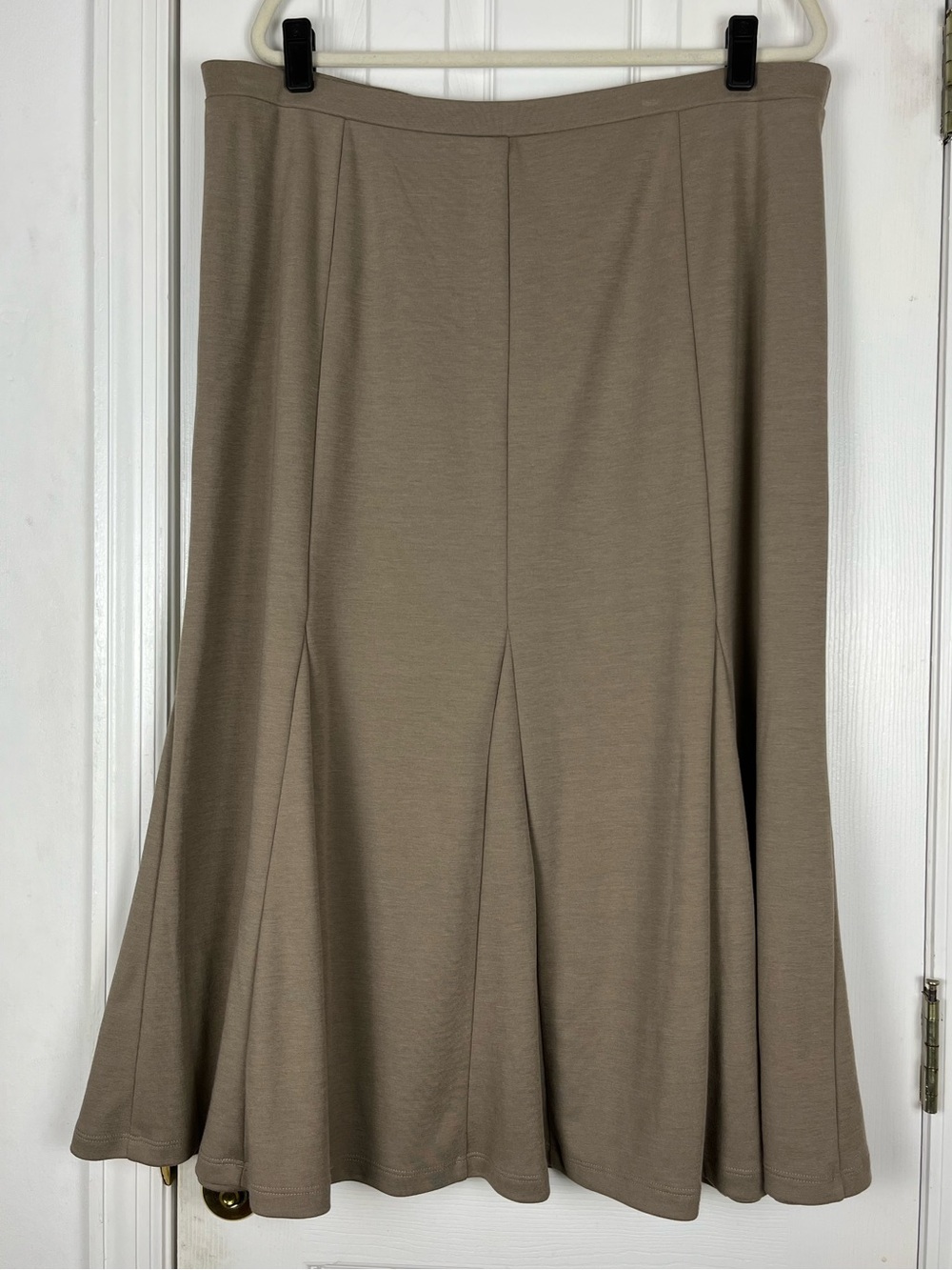 Susan Graver Camel Tan 8 Panel Pull On A-Line Maxi Skirt XL Minimalist Capsule